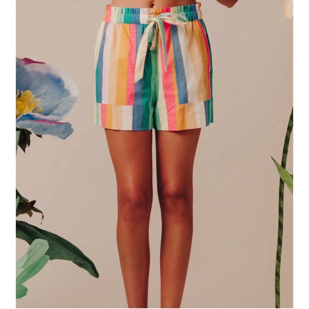 Love the Label RAMONA SHORTS IN MULTI STRIPE Women's Size XS Preppy Boutique